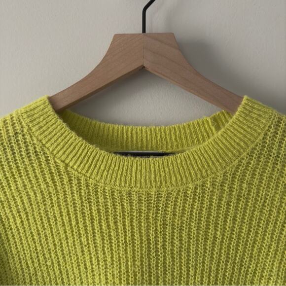 Madewell Alpaca Blend Neon Green Yellow Women's Sweater crew neck long sleeve S - Picture 3 of 9